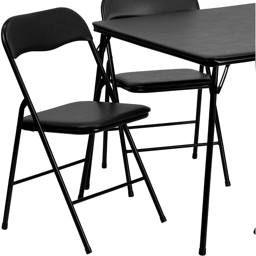 5-Piece Multipurpose Folding Card Table and Chairs Set for 4 Players, Padded Top Portable Square Folding Table