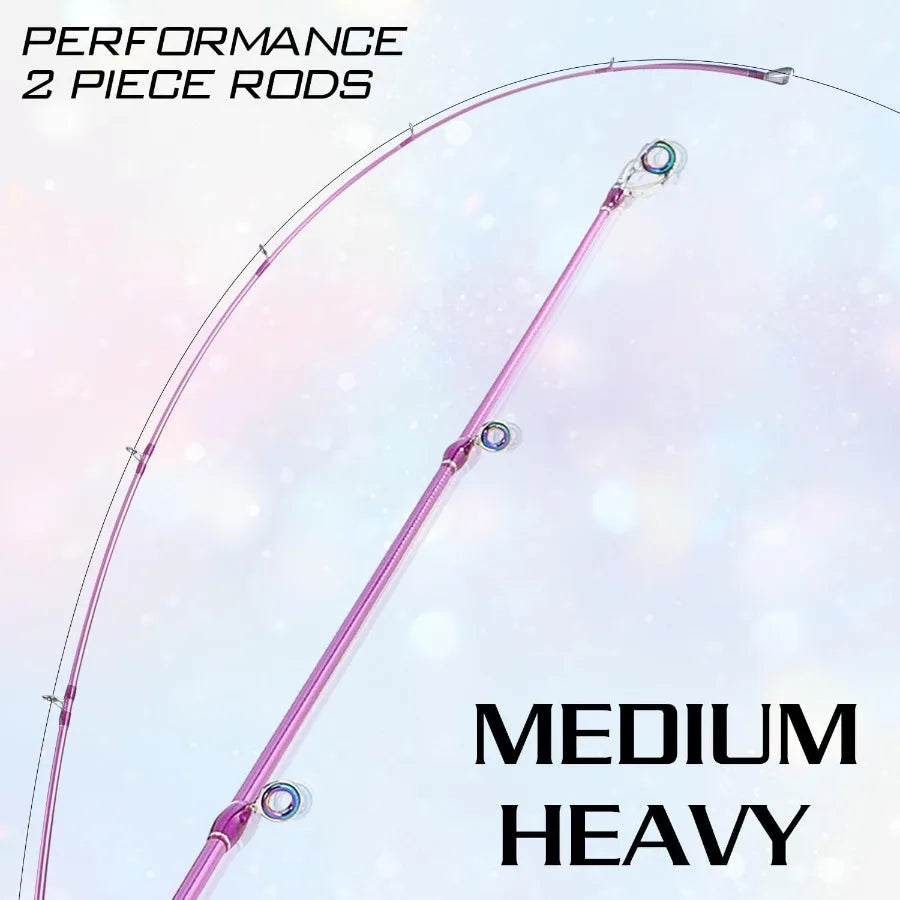 Spincast Fishing Rod Reel Combo 2 Pieces Medium Heavy Pole with Super Smooth Reel TroubleFree PushButton Bait Casti