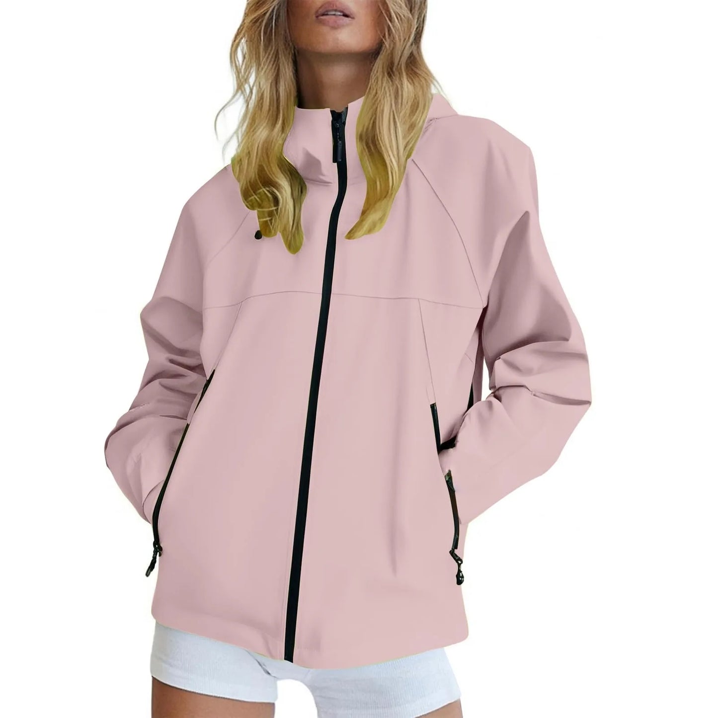 Women'S Solid Color Long Sleeved Hooded Outdoor Suit Windproof And Thin Jacket Spring Autumn Women Solid Color Sweatshirt Coat