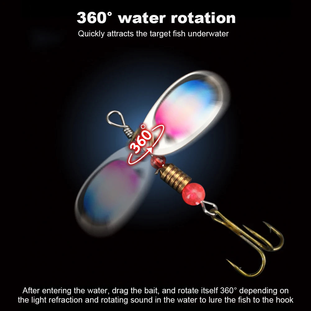 10Pcs Spinner Bait Sequins Bait 360 Degree Rotating Treble Hooks Wobblers Artificial Bass Bait for Freshwater Seawater