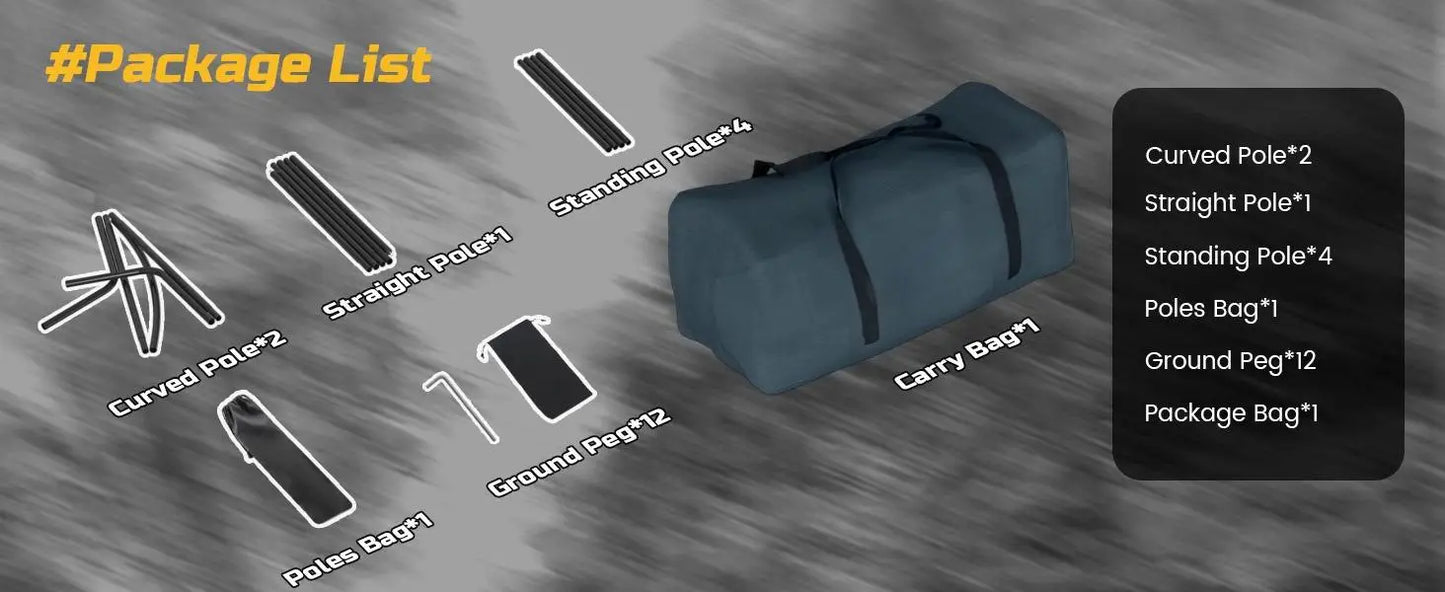 W_SUV Tent, 5-9 Person Rectangle Car Tent for Family, Waterproof & Windproof for Car Camping, Large Camping Tents with Storage