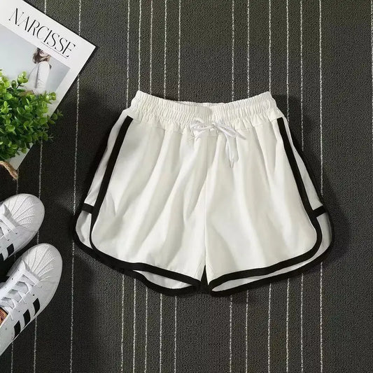 2025 Summer New Women's Korean Solid Color Sports Shorts Loose Large Casual Yoga Fitness Slow Running Wide Leg Shorts